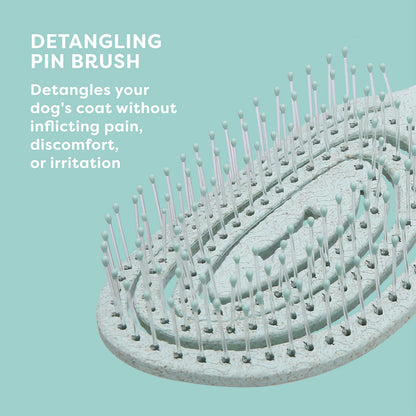 BioSilk for Pets Eco-Friendly Detangling Pin Brush for Dogs in Mint Green | Easy to Hold Ergonomic Handle Dog Brushes, Wet or Dry Dog Hair Brush, Light Blue (FF12806),Gray/Black