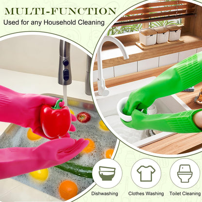 Gdotmely 3 Pairs Rubber Dishwashing Gloves,Rubber Cleaning Gloves, Reusable Kitchen Glove for Household,Waterproof