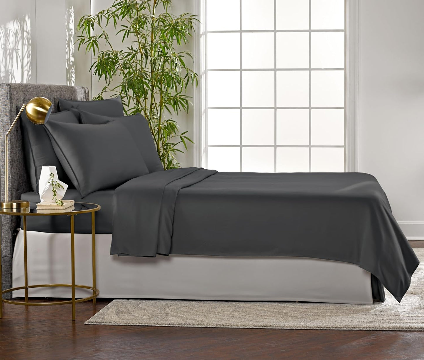 Pure Bamboo Twin Sheets - Luxuriously Soft & Cooling 100% Organic Viscose Bed Sheet Set | Charcoal Color