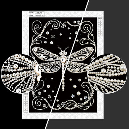 WSLWXSHM Pearl Diamond Painting Kits for Adults Dragonfly, 5D Special Shape Diamond Art Kits for Beginners, Crystal Rhinestones Diamond Painting for Home Wall Decoration Gift 12×16inch/30×40cm, Animal
