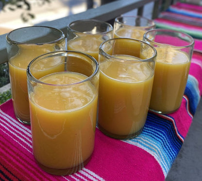 Dos Sueños Hand Blown Mexican Drinking Glasses – Set of 6 Natural Clear Glasses (14 oz each)