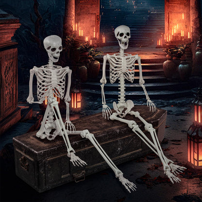 5.9ft Halloween Life Size Skeleton Realistic Full Body Skeletons Plastic Human Bones with Movable Joints for Halloween Props Spooky Party Decoration