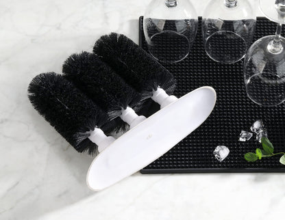 New Star Foodservice Triple Brush Bar Glass Washer with 3 Brushes and Suction Base, Non-Battery