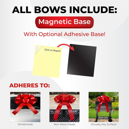 CarBowz Big Car Bow - Giant Non-Scratch Magnet | Weather Resistant Vinyl in Red