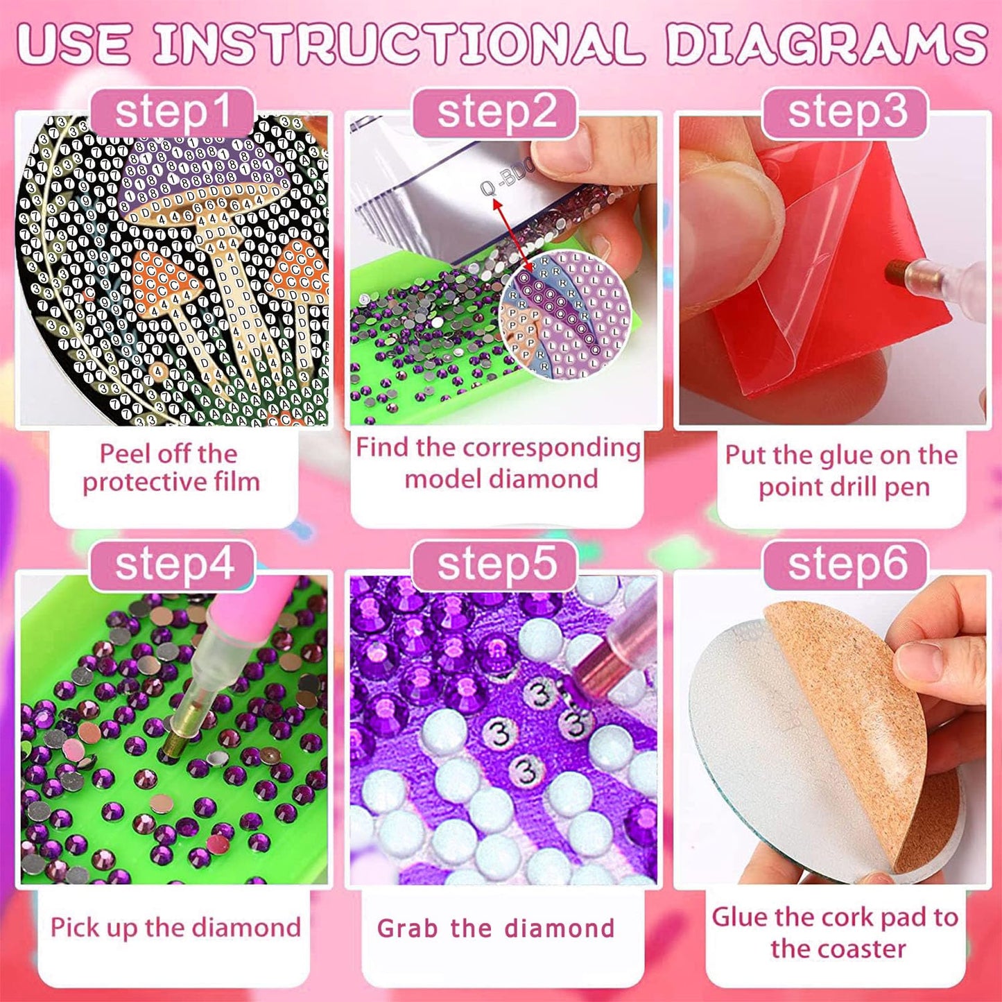 Diamond Art Coasters Kits Mushrooms, Mushroom Diamond Painting Coasters with Holder Set of 8, DIY Coaster Gem Art Crafts Supplies for Adults Beginner Cup Mat with Nice Gift Box for Home Decor 3.9 inch