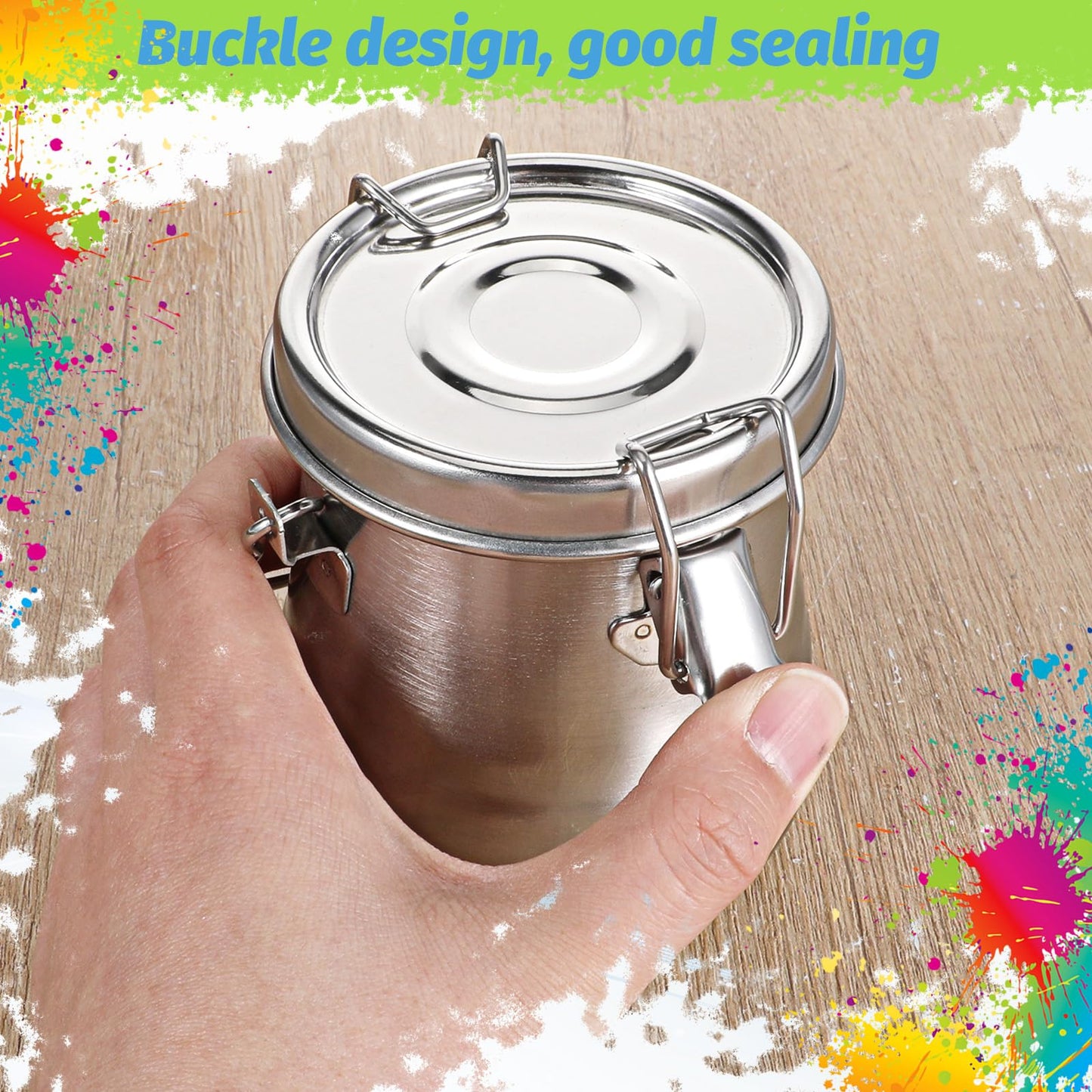 MySHUCE 2 Pcs Paint Brush Cleaner, Airtight Stainless Steel Brush Holder for Painting Double Dipper Palette Cup Paint Brushes Portable Washer Holder for Oil Cleaner Kits(20oz/Medium)