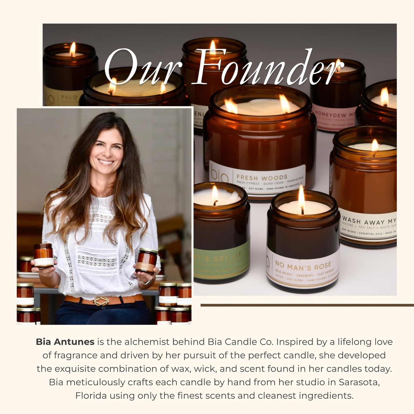 Bia Candle Co. Palo Santo Candle, Rosemary Cedar Leather Soy Candle, Sandalwood Tonka, Perfume-Inspired, Hand Poured USA, High Fragrance Load, Lead-Free Wick, Reusable Jar, Ritual Scent, 7 oz