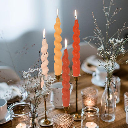Spiral Taper Candles Twisted Candle Sticks Unscented Handmade Candles Gradient Orange Candlesticks Dinner Wax Candles for Home Decor Wedding Gatherings Relaxation Special Occasions Celebrations