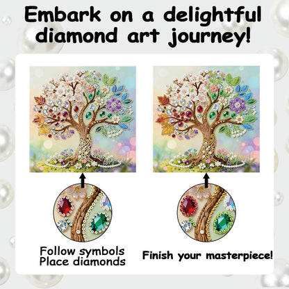 ILYUFO Diamond Art Kits for Adults, 5D Gemstone Tree DIY Diamond Art with Frame, Crafts for Home Wall Decor, Ideal Gifts for Art Lovers 10×10inch