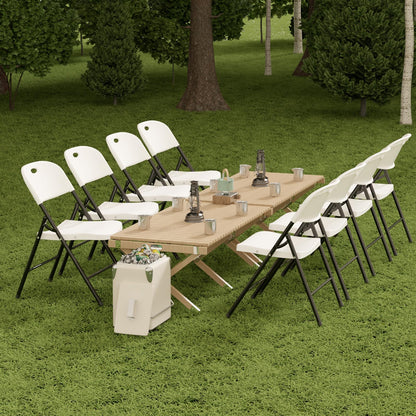 Nazhura 650 Weight Limit Heavy Duty Plastic Folding Chair with Reinfoced Steel Frame for Indoor and Outdoor, Wedding, Party, Restaurant, Meeting Room, Patio and Garden (White, 16 Pack)