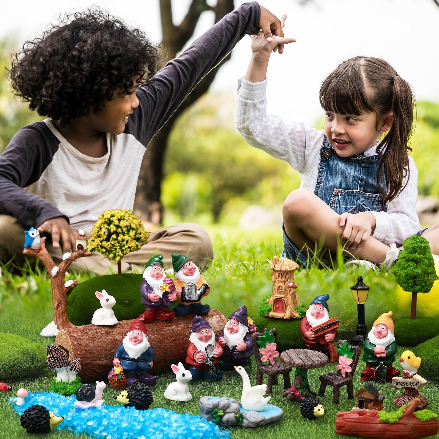 GGSTDDUP 82 Pcs Fairy Garden Accessories Set Miniature Gnome Resin Figures Fairy Garden Decor Terrarium Decorations DIY Mini Landscape Ornaments