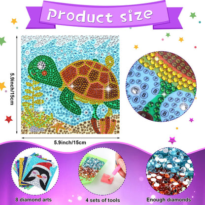 Epakh 8 Pieces Diamond Art Kits for Diamond Art Animal Gem 5D Painting Kit Crystal Easy to DIY Painting by Number Home Wall Decoration (Classic Style)