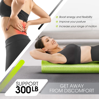 Yes4All High-Density EPP Round Back Roller Foam, Exercise Foam Roller for Yoga, Pilates & Stretching - 12, 18, 24, 36 inch