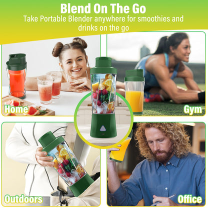 Portable Blender, 360W Personal Blender for Shakes and Smoothies for Kitchen, 24 Oz BPA Free Traveling Juicer Cup and Lid with 6 Blades, Self Cleaning Portable Juicer for Kitchen/Travel/Gym, Black