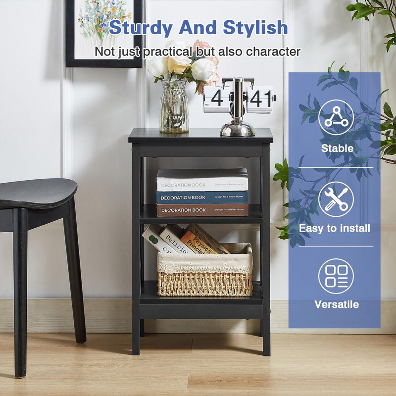 VECELO Modern Nightstands X-Design Side End Table Night Stand with Storage Shelf for Bedroom,Living Room,