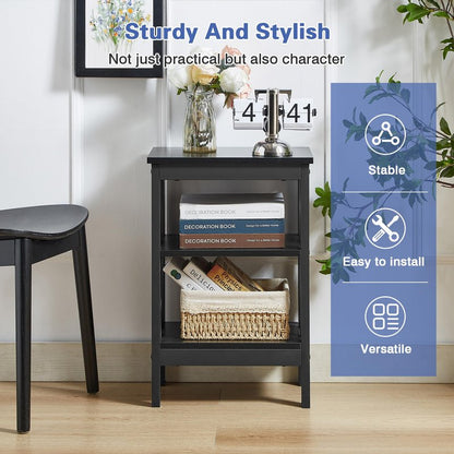 VECELO Modern Nightstands X-Design Side End Table Night Stand with Storage Shelf for Bedroom,Living Room,