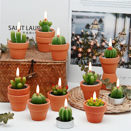 Succulent Candles, Novelty Cactus Tealight Candle Decorations for Baby Shower Party Favors, Terrarium Cacti Home Decor