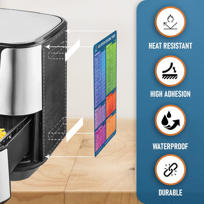 Air Fryer Magnetic Cheat Sheet Set by Linda’s Essentials - Quick Reference Guide for Cooking Times & Kitchen Conversions