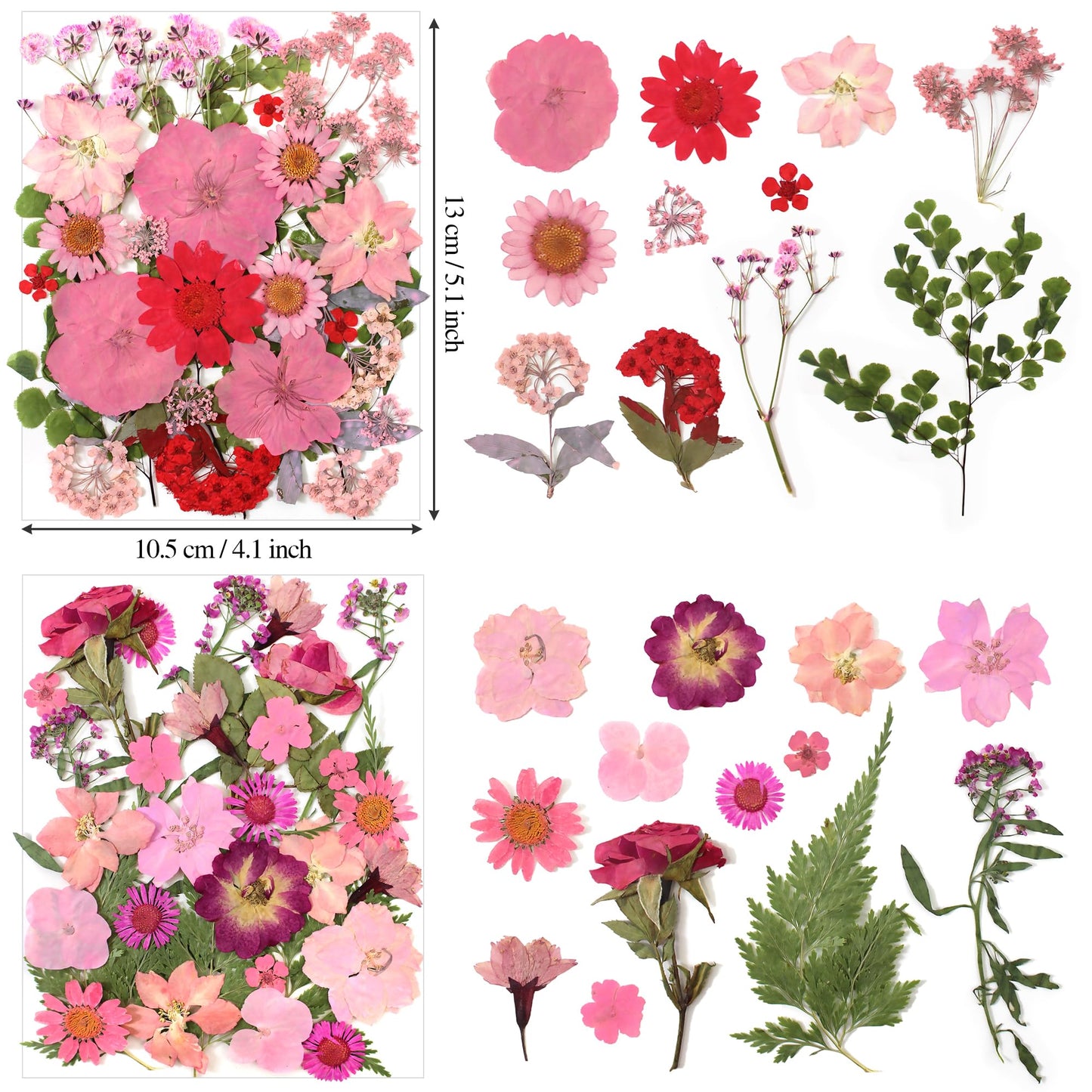 150Pcs Dried Pressed Flowers Leaves kit for Resin Molds,Pink Real Natural Dry Pressed Flowers for Nails Art Phone Cases Scrapbook Supplies Card Soap Candle Jewelry Making