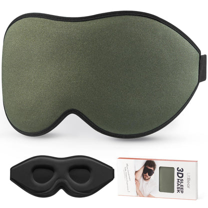 LitBear Sleep Mask for Side Sleeper Women Men, Eye Mask for Sleeping Light Blocking, 3D Contoured Cup Sleeping Mask, Soft Breathable Sleep Eye Mask with Adjustable Elastic Strap for Travel