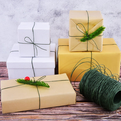 Hapeper Dark Green Floral Wire and Twist Tie, 656 Feet for Bouquets, Wreaths, Crowns, Christmas, Wedding Decoration