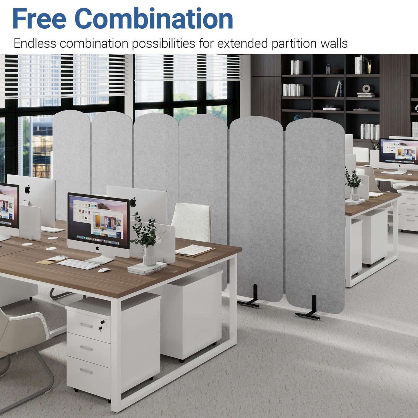 Natwind 3-Panel Office Room Divider, 73.2 x 71 inches Portable Office Partition, Freestanding Folding Privacy Wall for Cubicle & Temporary Indoor Space Separation (Grey)