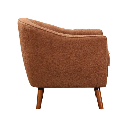 Lexicon Alard Tufted Fabric Barrel Accent Chair, Rust
