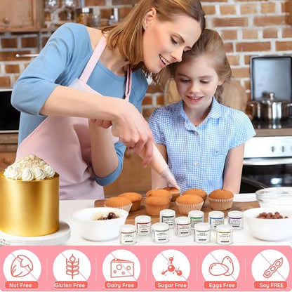 Cherrysea Luster Dust Edible Set - Food Grade Shimmer Powder for Cakes & Cocktails | 4g Bottles - Silver & White