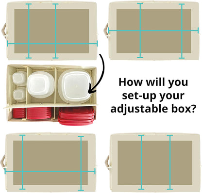 Food Storage Container Organizer Box, Kitchen Drawer Organizer for Rubbermaid, Adjustable Foldable Cloth Box