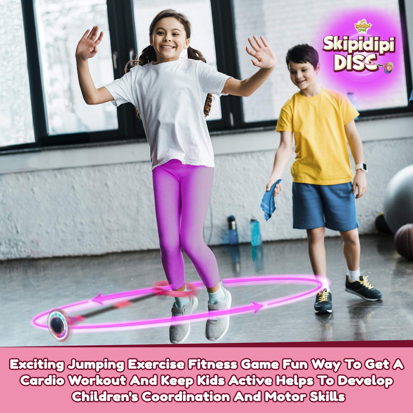 IPIDIPI TOYS Ankle Toy - Pink Flashing Retro Jumping Hopper Ball, Ankle Jump Rope Skip Ball - Improve Coordination, Get Exercise The Fun Way - Ideal Retro Birthday Gift for Kids Ages 5-12