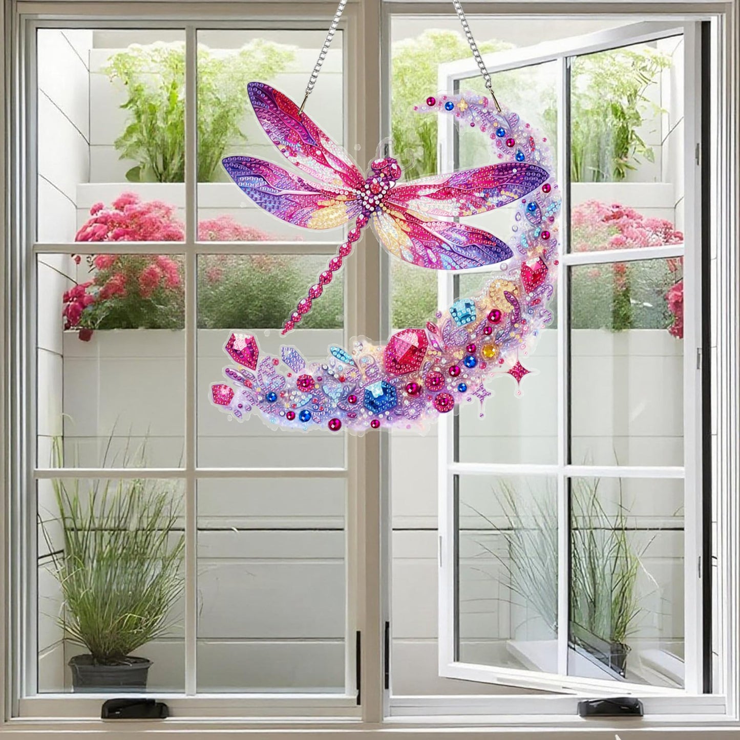Ristpal Diamond Painting Kits Hanging for Adult, Special Shaped Rhinestone, DIY Acrylic Diamond Art Painting Window Pendants Home Garden Wall Hanging Kits for Home Decor and Gifts (Dragonflies)