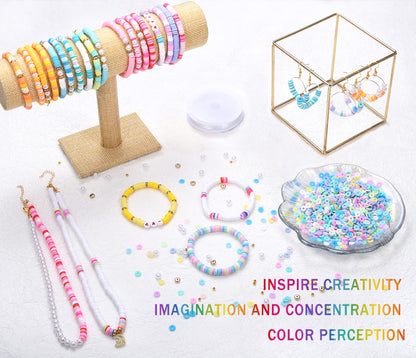 AceFun 3750PCS Clay Beads for Bracelets Making Polymer Clay Beads Kit with Pearl Beads Spacer Beads, Disc Heishi Beads Set for Jewelry Making Necklace Bracelet Earrings Finding, Yellow Mixed