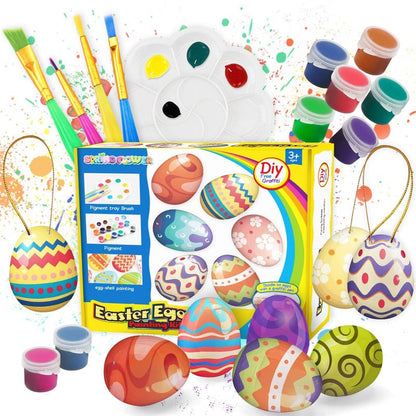 SpringFlower White Easter Eggs Painting Kit-24 Paintable Flocking Eggs with Doodle Kit for DIY Design-Hanging Flocking Eggs with Rope for Easter Decoration,Egg Hunts,Basket Stuffers & Essentials