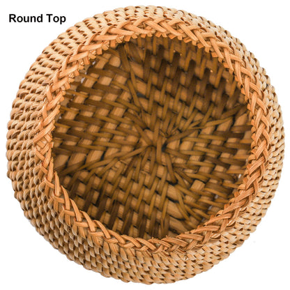Hacaroa Set of 2 Rattan Pencil Holder for Desk, Handmade Wicker Pen Cup Cute Boho Desk Organizer, Woven Makeup Brush Holder Utensil Container for Home, Office Table Decor
