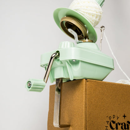 Happy Crafting Yarn Winder | Sage Green Hand-Operated Wool Winder with Extra-Wide Table Clamp | Yarn Ball Winder for Knitting, Crochet & Tufting | Essential Crafting Tool & Organizer