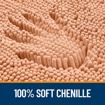 OLANLY Bathroom Rugs - Extra Soft Absorbent Chenille Mats | 36x24, Quick Dry, Machine Washable, Peach