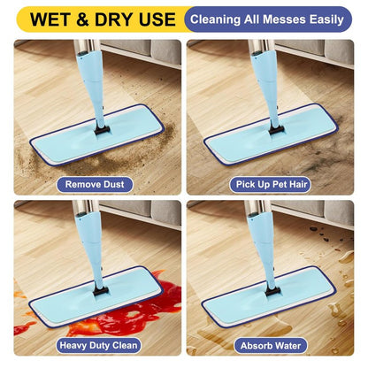 H-Gamely 16.5 inch Reusable Mop Pads Microfiber Spray Mop Replacement Heads for Wet/Dry Mops Compatible with Bona Floor Care System (5 Pack)