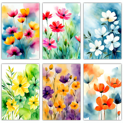 PARTH iMPEX 36 Floral Blank Note Cards With Envelopes - 4 x 6 inch All Occasion Greeting Cards, Watercolor Flowers Sympathy Thank You Notecards and Sealing Stickers