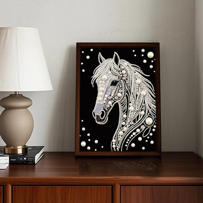 WSLWXSHM Pearl Diamond Painting Kits for Adults Horse, 5D Special Shape Diamond Art Kits for Beginners, Crystal Rhinestones Diamond Painting for Home Wall Decoration Gift 12×16inch/30×40cm, Animal