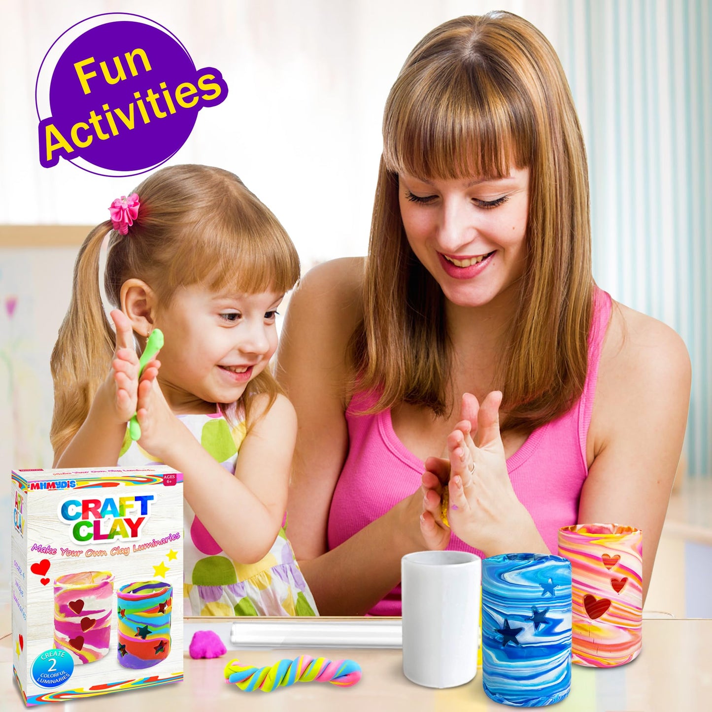 MHMYDIS Make Your Own Clay Luminaries - Clay Lanterns Making Kit Activity for Boys Girls Age 6 7 8 9 10 11 12 Year Old and up - Arts and Crafts Kit for 8-12 Year Olds