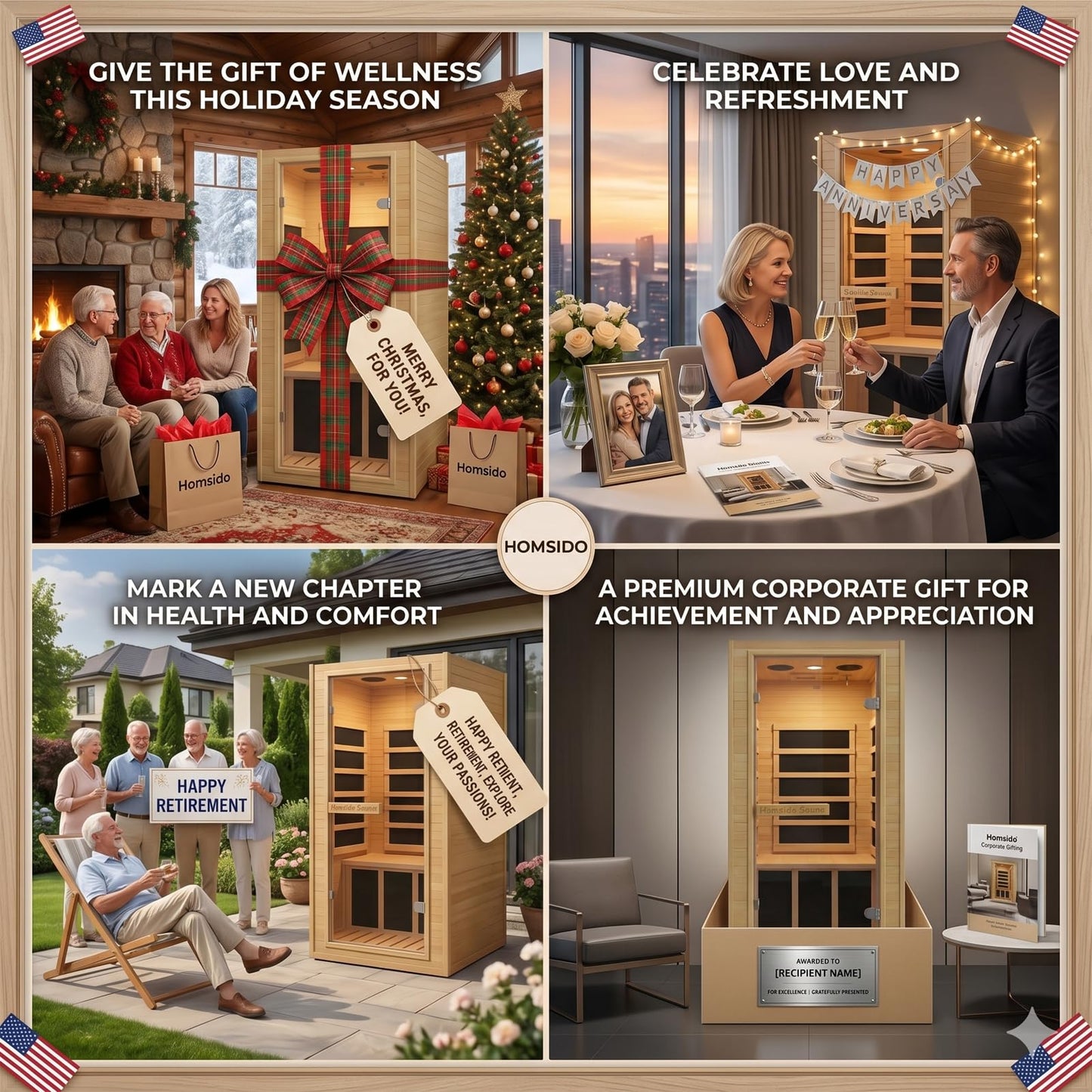1-Person Home Sauna, 32.3IN x 27.2IN x 59IN Mini Canadian Hemlock Wood Far Infrared Sauna with 5 Low-EMF Carbon Heaters (60-140°F), 110V/900W, Bluetooth Speaker, Quick 30-Min Setup, Fits Any Room