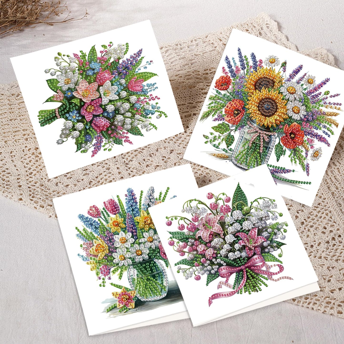 JZHYOAN 6Pcs Sunflower Diamond Art Card with Envelopes DIY Diamond Painting Cards Crystal Arts Craft Gem Art Gem Painting Mosaic Kit for Adults Birthday Greeting Cards for Holidays Celebrations