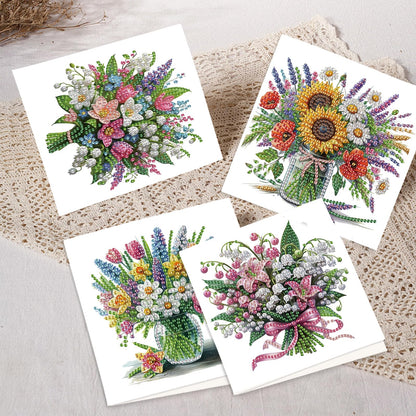 JZHYOAN 6Pcs Sunflower Diamond Art Card with Envelopes DIY Diamond Painting Cards Crystal Arts Craft Gem Art Gem Painting Mosaic Kit for Adults Birthday Greeting Cards for Holidays Celebrations