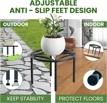 10.2" 4 TOSKING Heavy Duty Metal Plant Stand for Indoor Outdoor, Rustproof Wrought Iron Potted Plant Holder