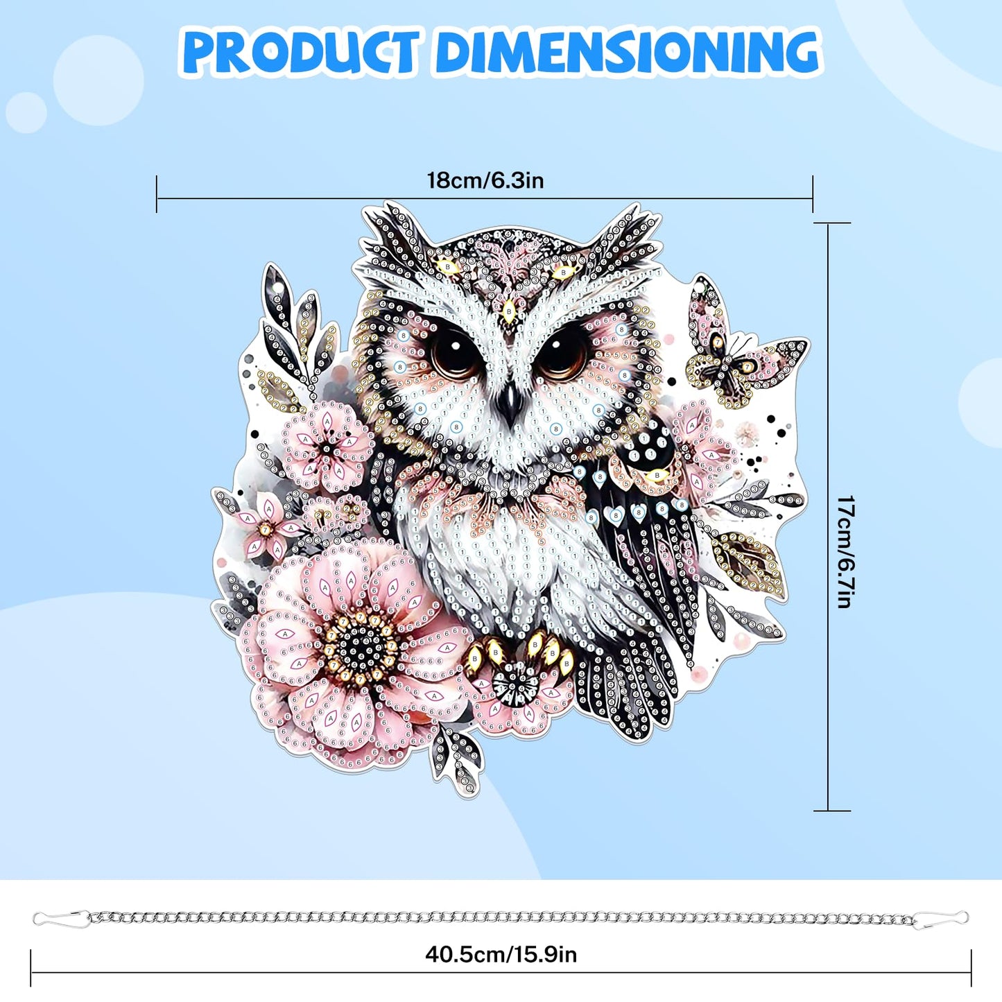 Bowetile Owl Diamond Art Hanging Kits for Adults, 5D Special Shape Diamond Painting Animals Kits, Animal Gem Art Suncatchers Painting Pendant Ornament for Home Garden Wall Decor