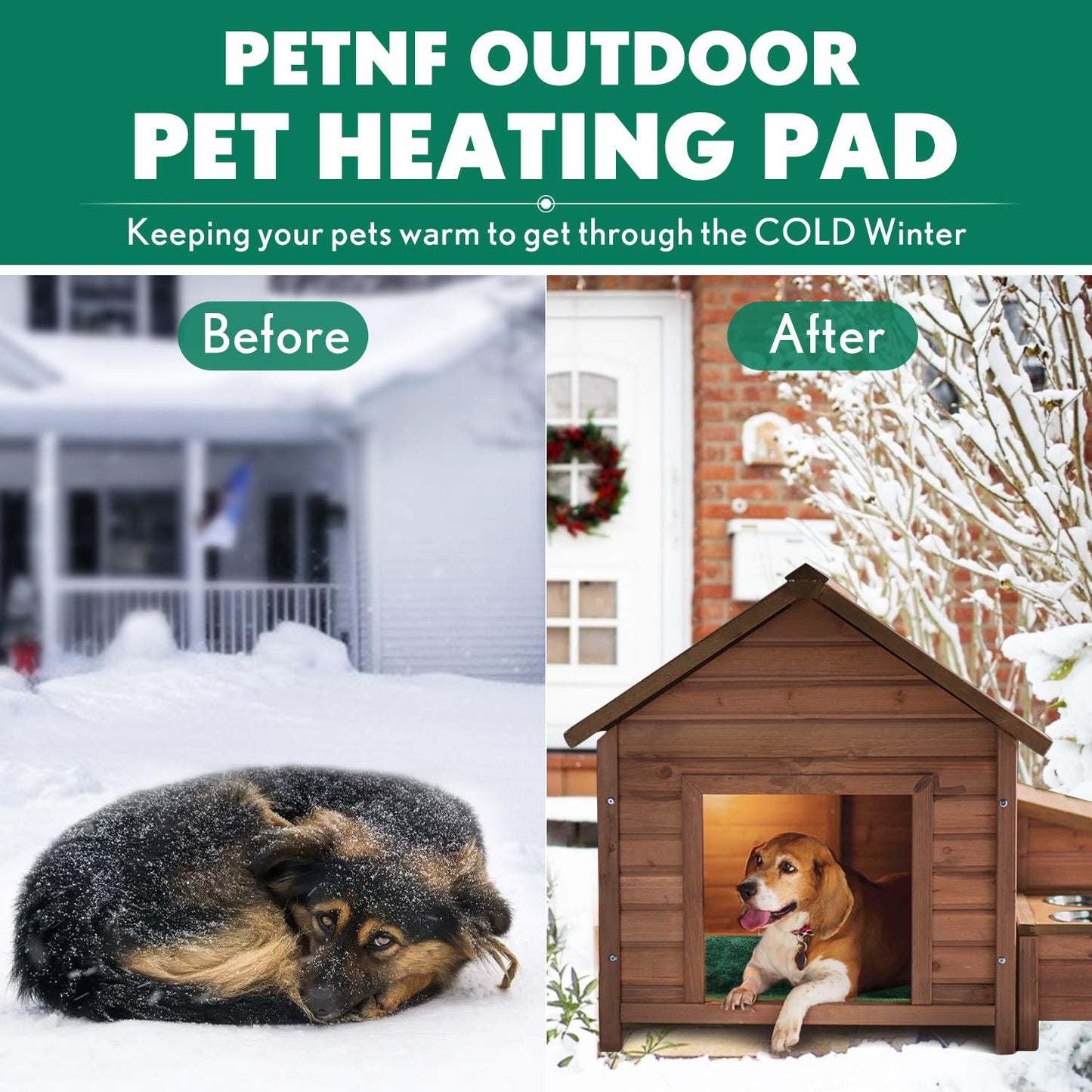 PETNF Outdoor Pet Heating Pads for Dog,Soft Electric Blanket Auto Temperature Control,Heated Mat for Dog House,Whelping Supply for Pregnant New Born Stray Feral Cat Puppy,Safe