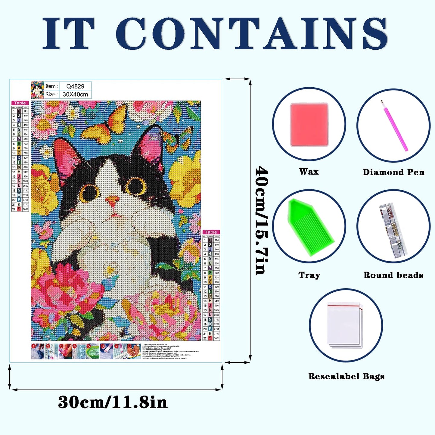 DOTZSO Cat Diamond Painting Kits for Adults, Easy DIY 5D Round Full Drill Diamond Art kit Diamond Dot Crystal Gem Art and Craft for Beginners Home Wall Decor 12x16 Inches Animal