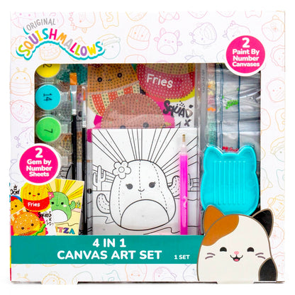 Squishmallows Original 4-in-1 Canvas Art Set, Paint by Numbers & Gem Art Crafts