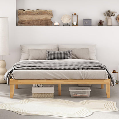KOMFOTT 14 Inches Wood Platform Bed Frame King Size, Wooden Mattress Foundation with Rubber Wood Frame, Strong Wooden Slats Support, No Box Spring Needed, Bed Frame (Natural)