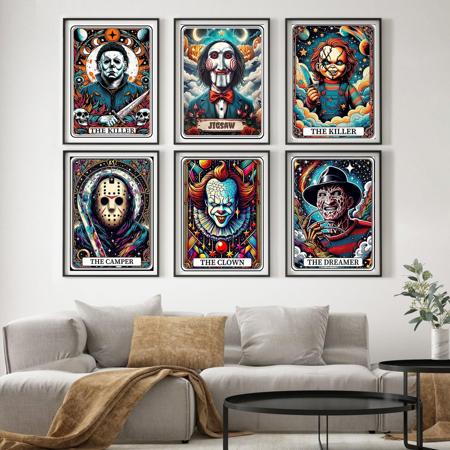 WUDWL 6 Pack Halloween Diamond Art Kits for Adults Beginners,Horror Diamond Painting Kits for Adults,5D Full Drill DIY Diamond Dot Gem Art Kit Wall Home Decor Arts Craft 12x16 inch